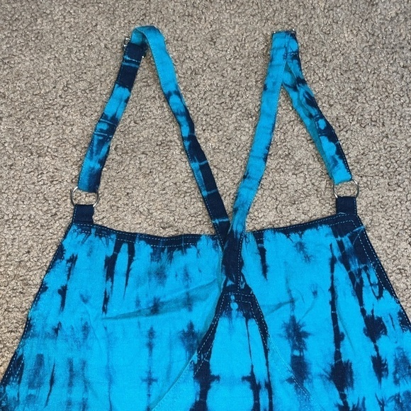 Torrid 3.5” Stretch Linen Blend Shortall Turquoise Tie Dye 3X - Picture 7 of 11